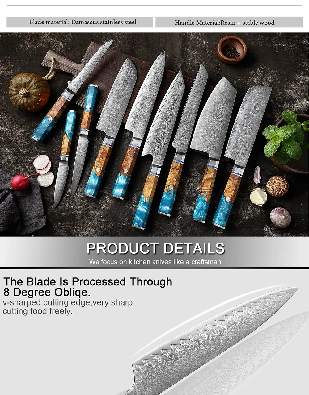 Japanese 67-Layer Damascus Steel Knife Utility Knife Meat