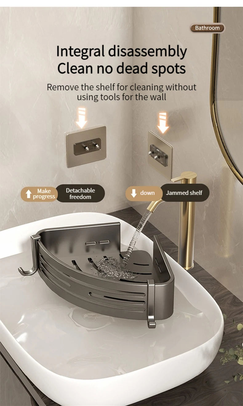 No Drill Sticker Walls Installation Aluminum Bathroom Shelf