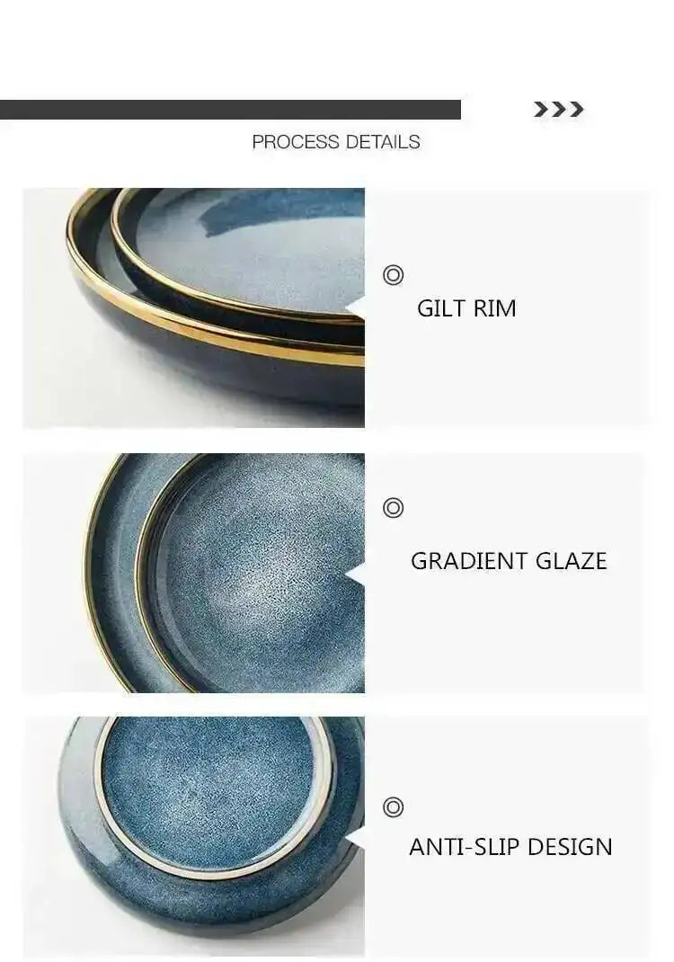 1pcs Ceramic Dishes Steak Dessert Dinner Plate Gradient