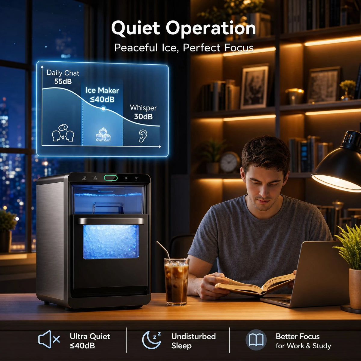 Nugget Ice Maker Countertop - Smart Pebble Ice