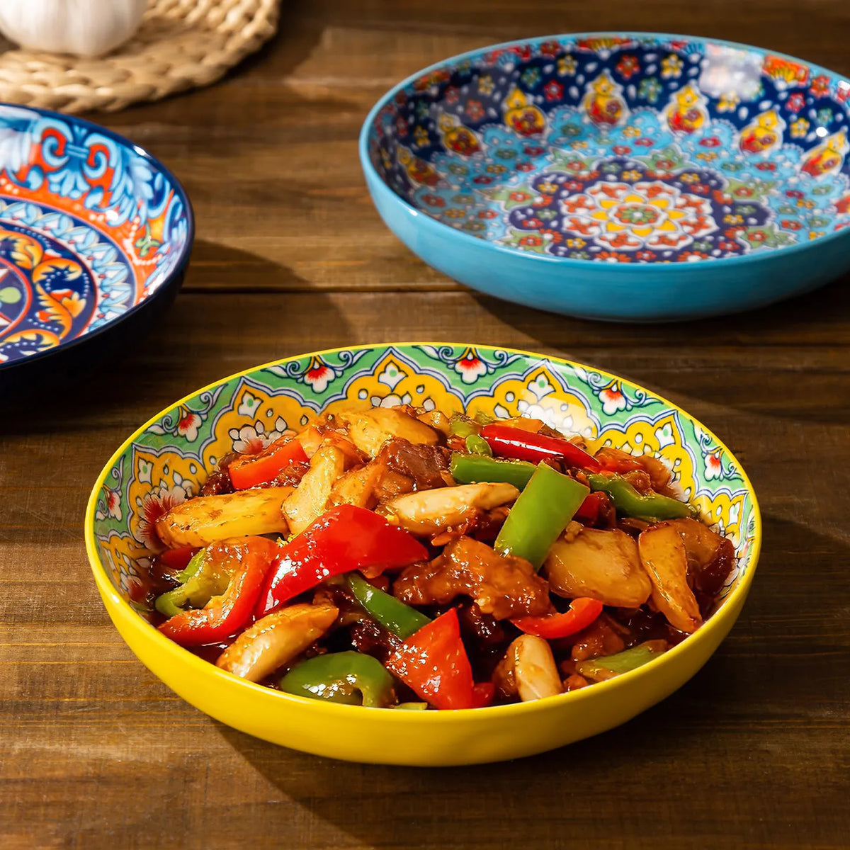 Bohemian Deep Ceramic Plate Dinnerware High-Quality Appearance