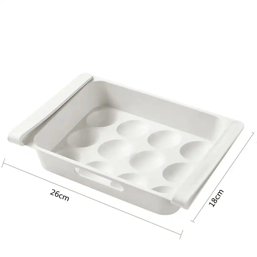 1pc Retractable 12-Grid Egg Holder Drawer-Style Fridge Storage