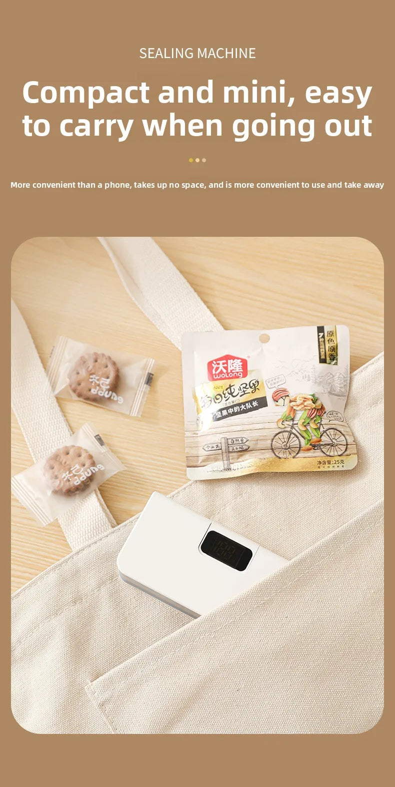 Compact In Rechargeable Bag Sealer Heat Seal Cutter