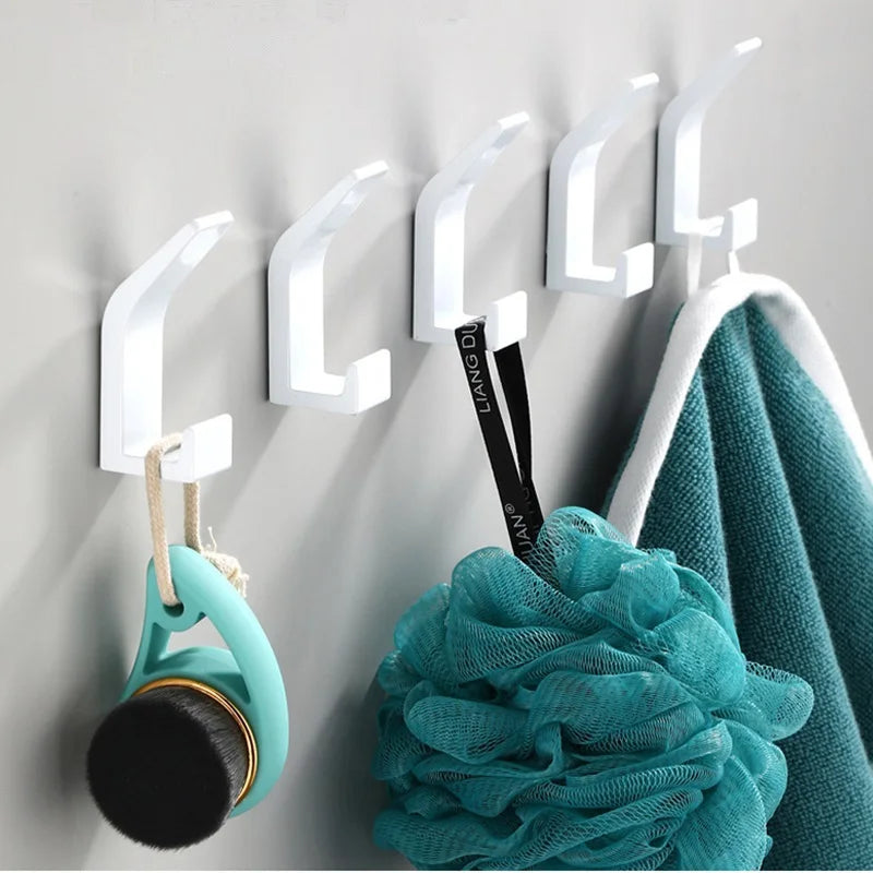 No Drilling Double Hook Black White Robe Towel