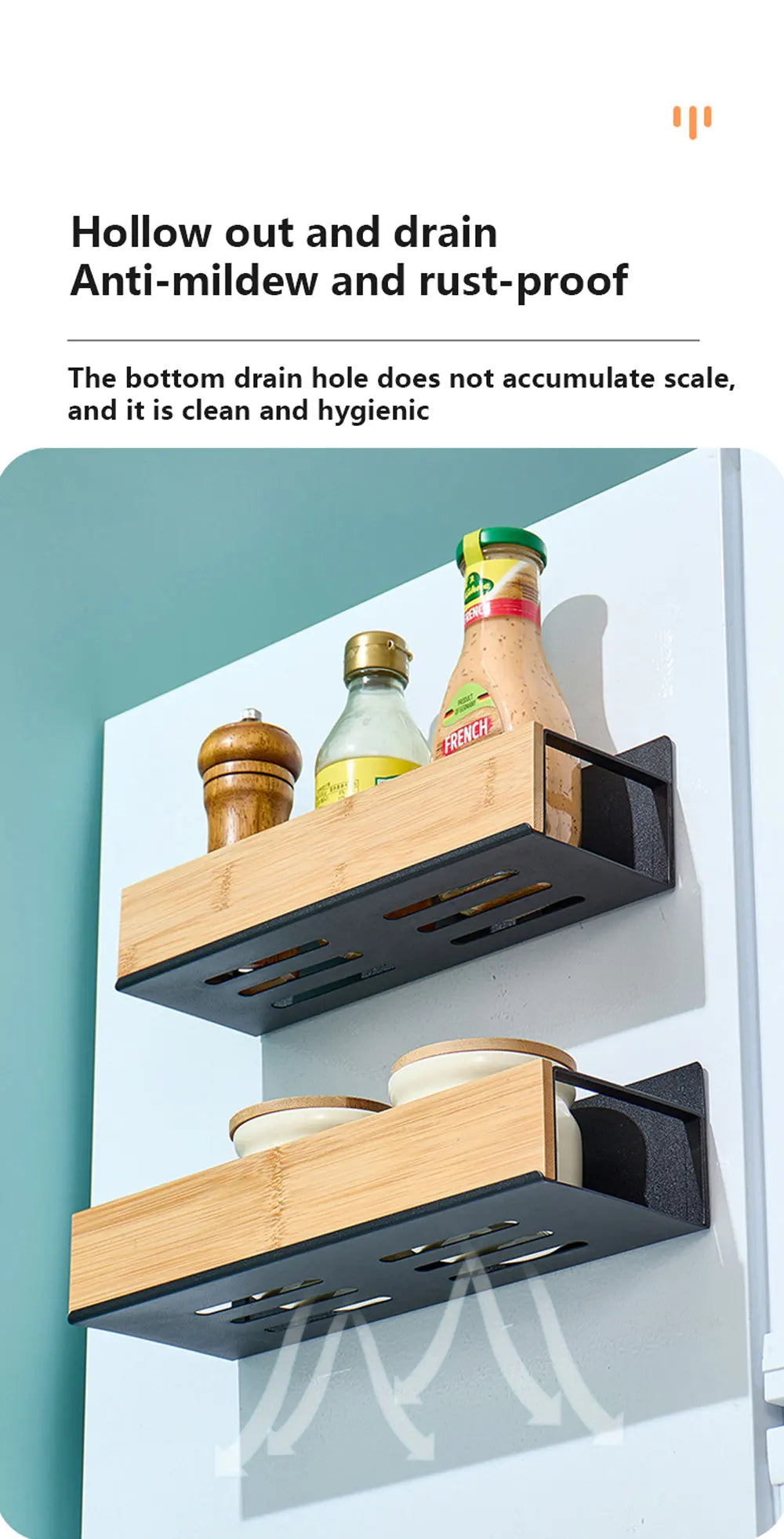 Magnetic Fridge Shelf Spice Storage Rack Black Iron