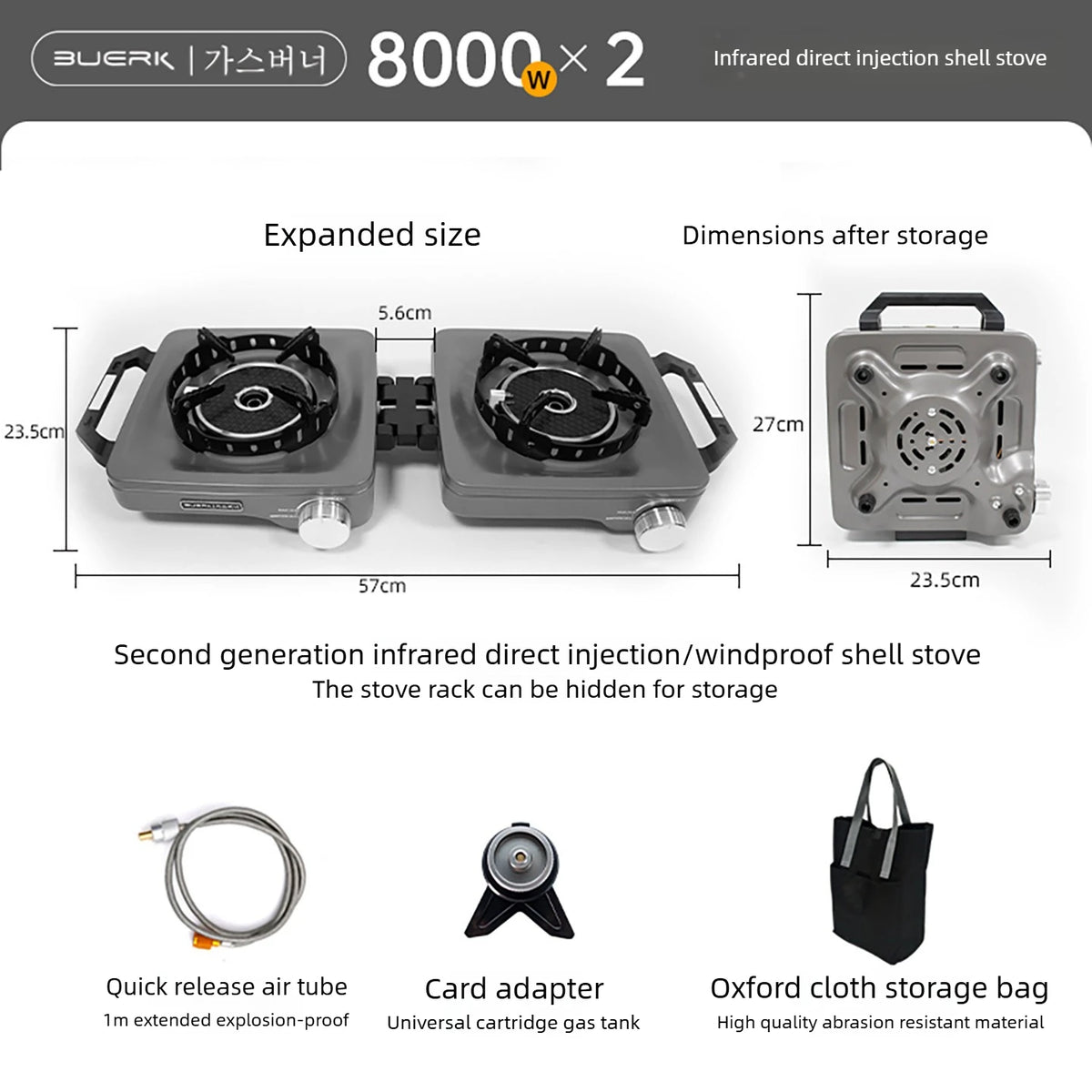 Buerk Camping Stove Gas Stove Dual Burner Foldable