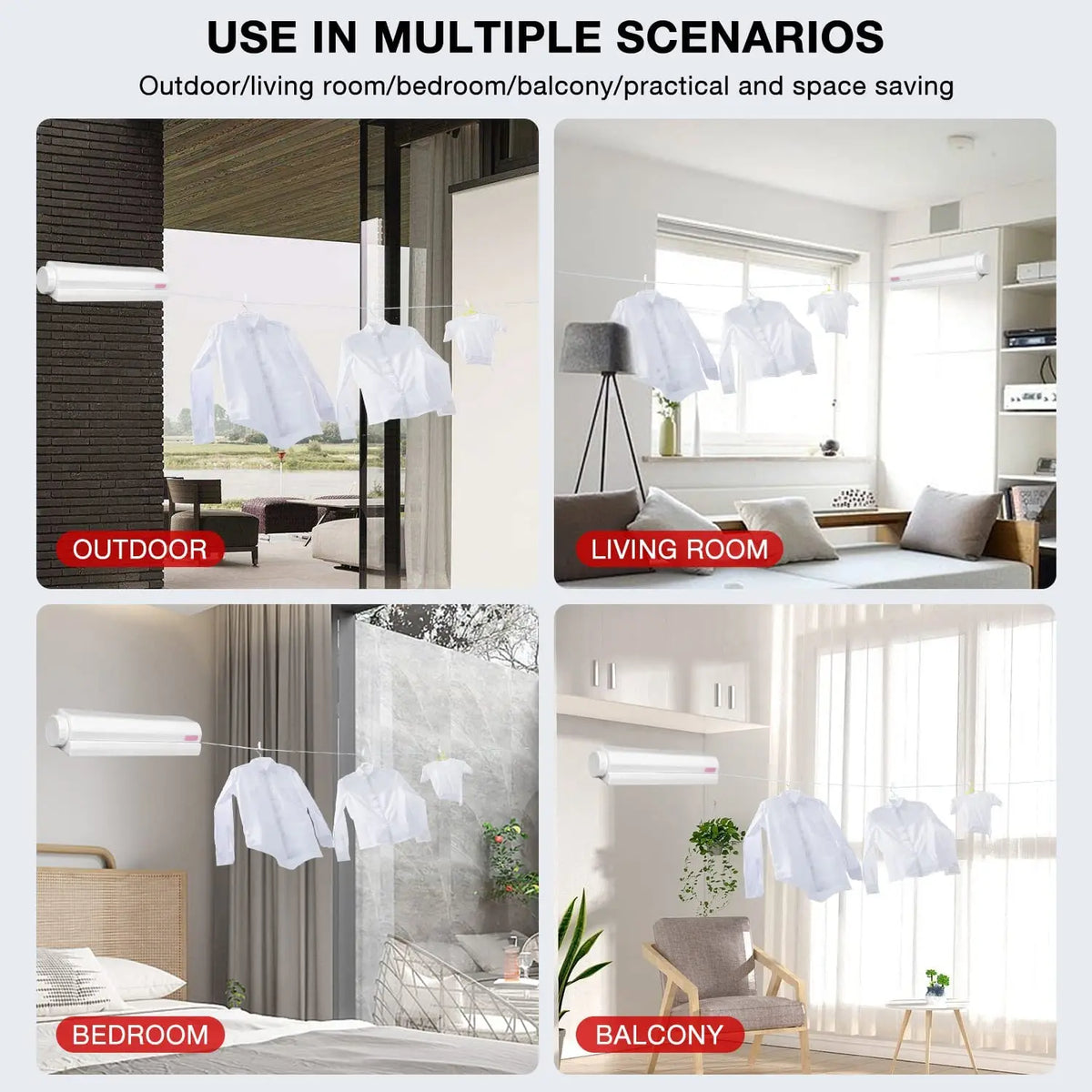 Retractable Laundry Hanger Telescopic Indoor Wall Mounted Clothes