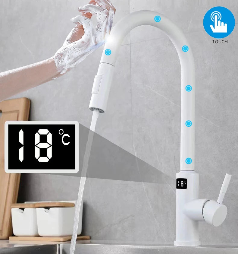 Smart Digital Touch On Faucets Pull Down Cold