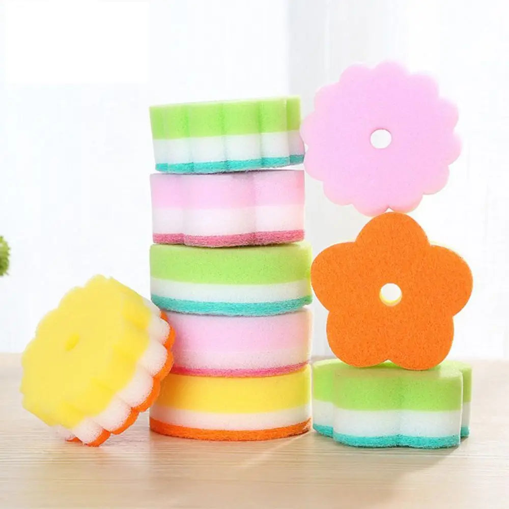 Flower Shaped Sponge Dishes Washing Brush Bathroom Cleaning
