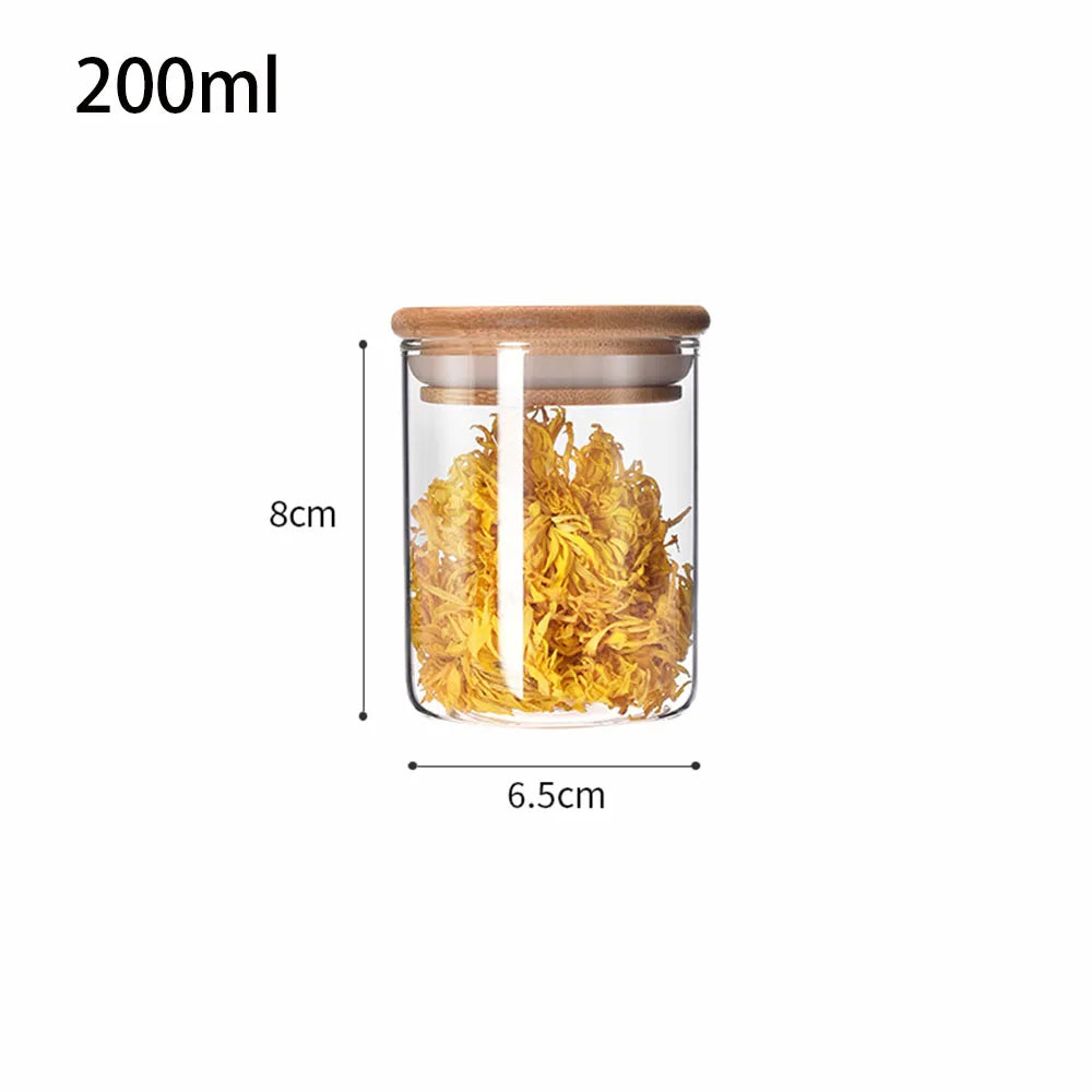 4/8pcs 250ml 500ml 1000ml Glass Jar Bamboo Lid