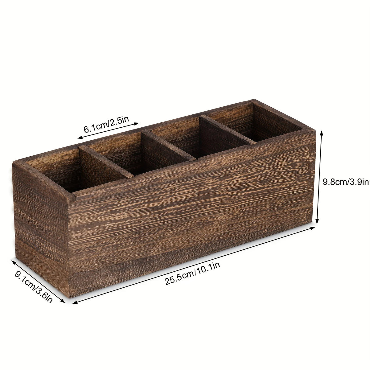 Wood Cutlery Caddy Utensil Organizer Compartments Silverware