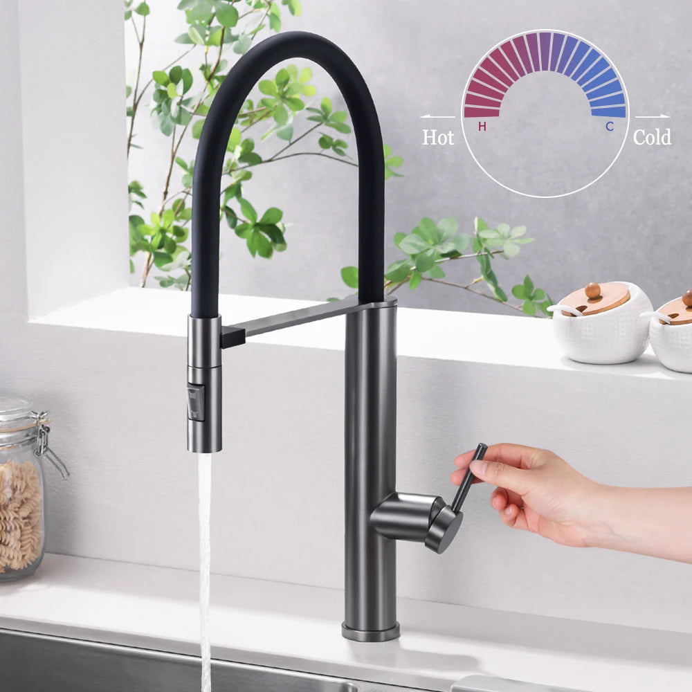 Faucet Gunmetal Flexible Pull Out Water Tap Nozzle