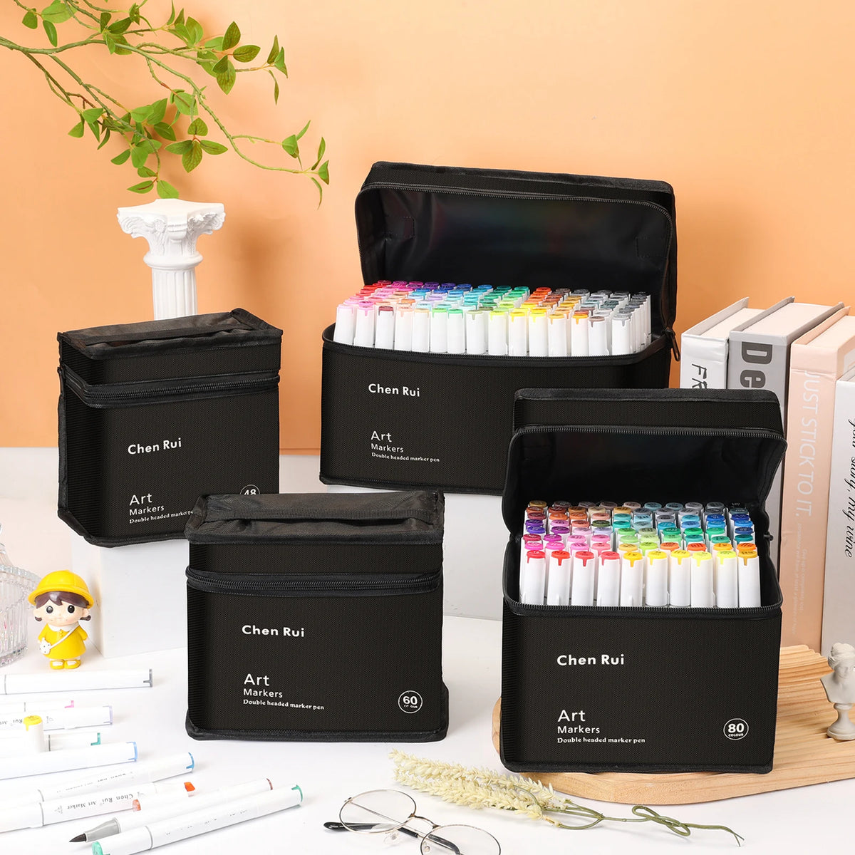 48/60/80/120 Colors Dual Tip Brush&Chisel Permanent Art Marker