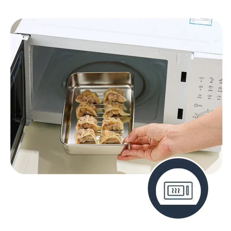 Stainless Steel Food Storage Serving Trays Rectangle Sausage