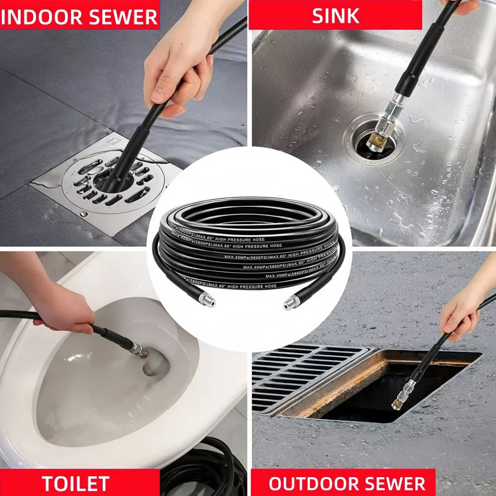 5m-50m Sewer Drainage Cleaning Hose Pipe Cleaning Kit