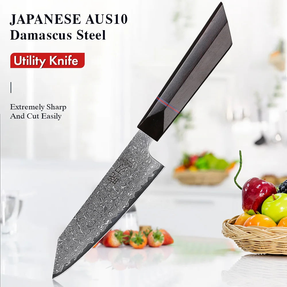 Utility Knife Damascus Professional Japanese Chef Knives Cut