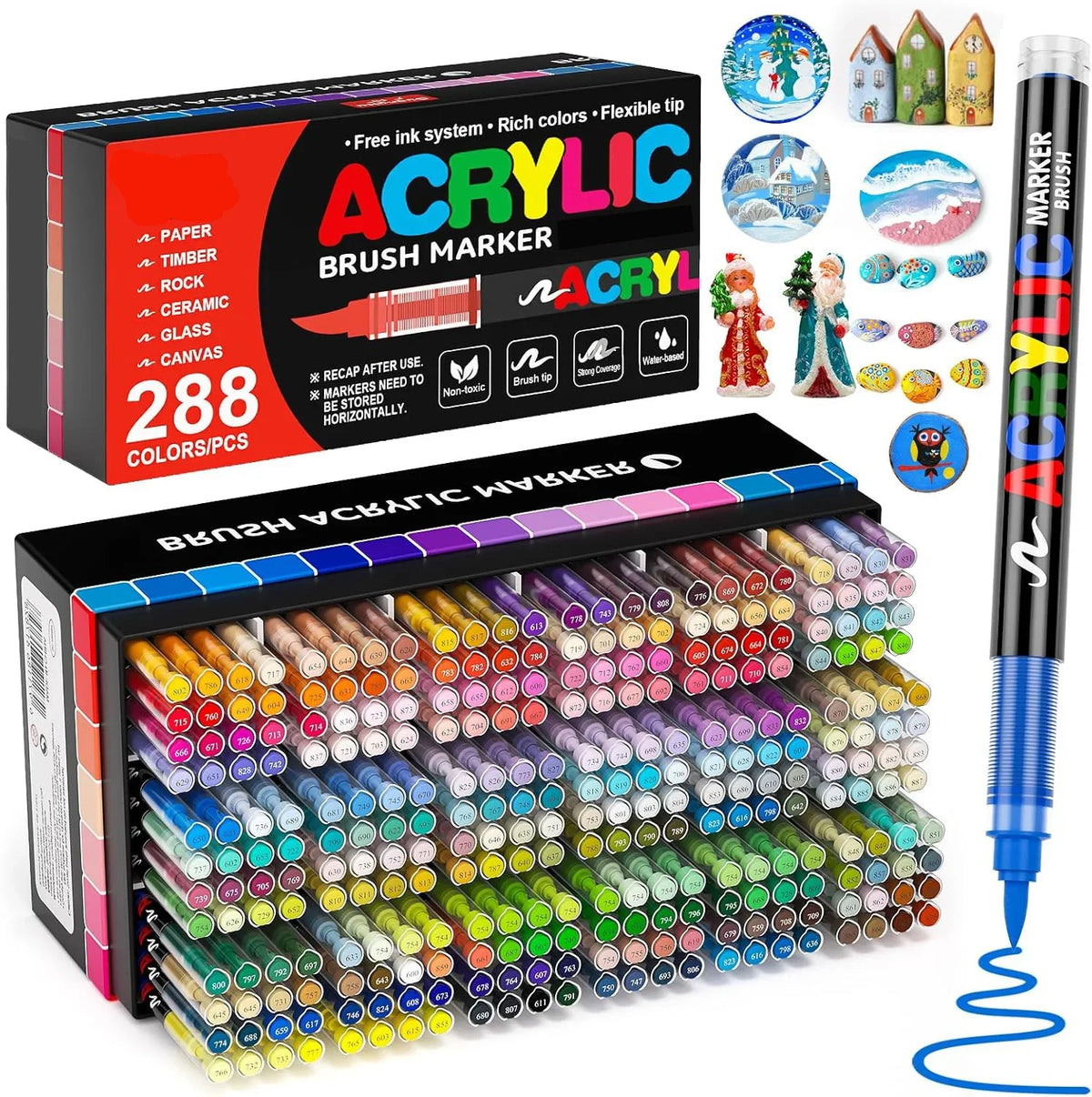 12-418 Colors Acrylic Marker Washable Markers Brush Tip