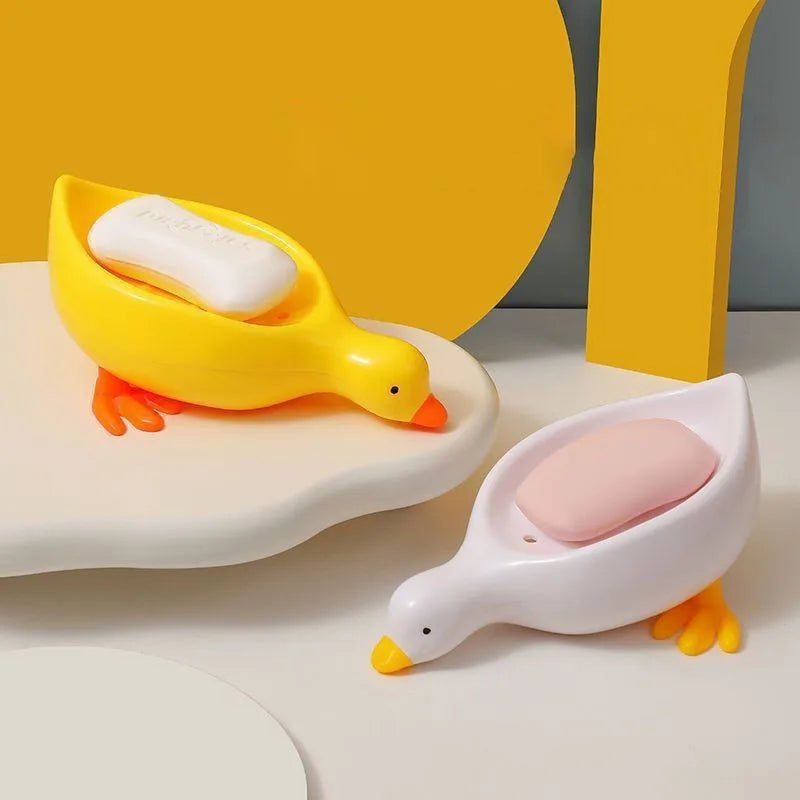 Plastic Soap Dish Self-Draining Soap Holder Cute Duck