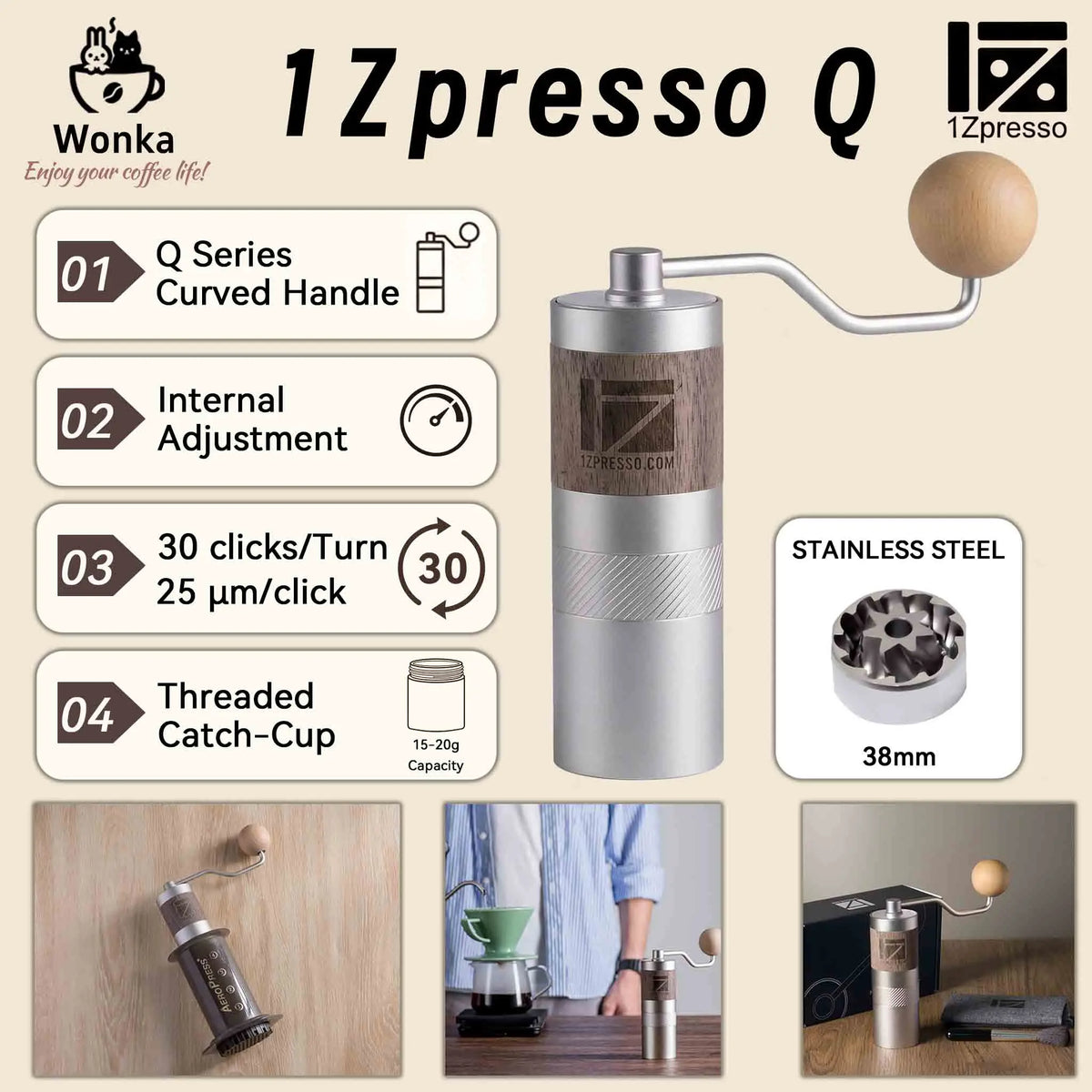 1zpresso Aluminum Alloy Coffee Grinder Mini Coffee Mill