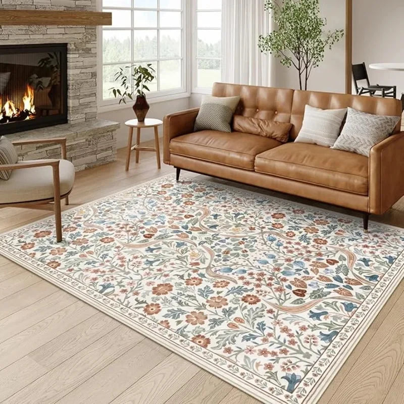 Vikama Vintage Flower Living Room Carpet Soft Easy