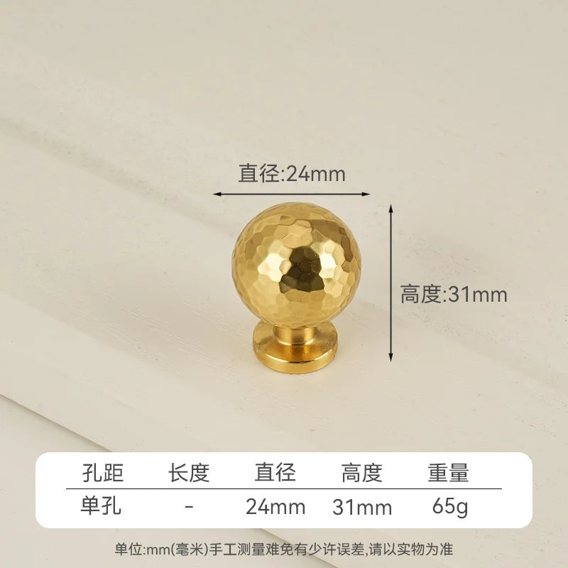 Solid Brass Wardrobe Handles Hammered Texture Handles Gold
