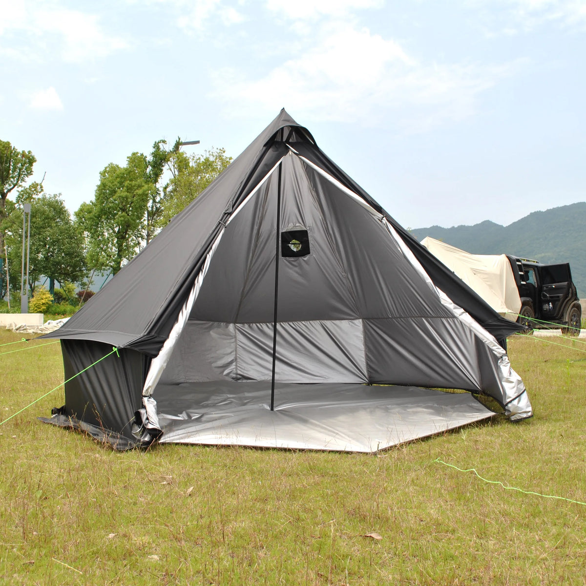 Person Large Pyramid Tent Four Seasons Camping Chimney