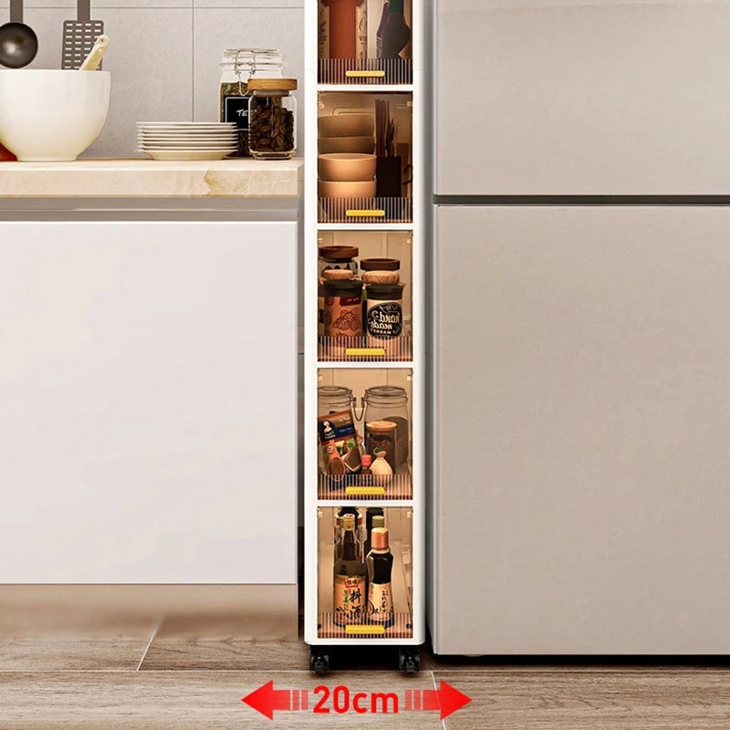 White Foldable Storage Cabinet Bathroom Organizer Slim Cabinet