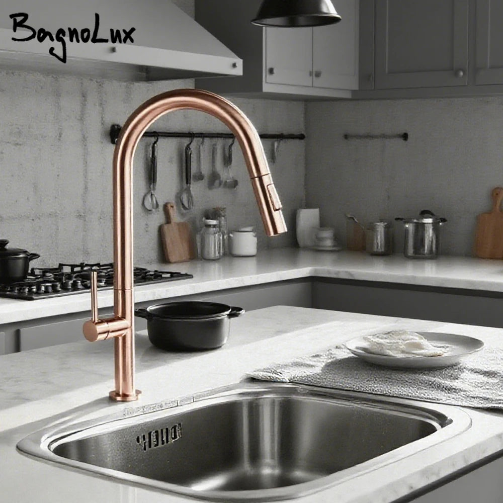 Brushed Rose Gold Faucet Pull Down Sprayer Handle