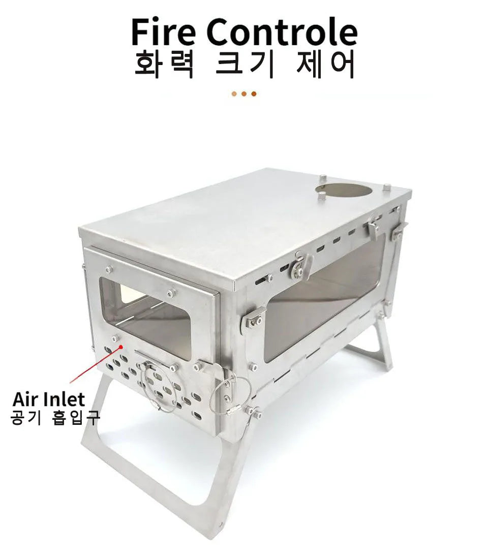Tryhomy 1mm Titanium Wood Stove Folding Ultralight Camping