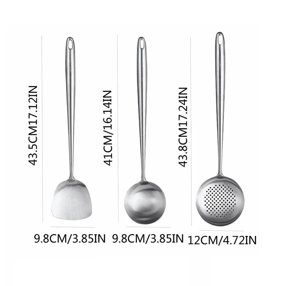 316 Stainless Steel Wok Spatula Metal Utensils Slotted