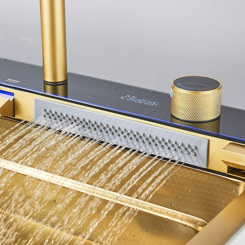 Brushed Golden Smart Digital Display Integrated Sink