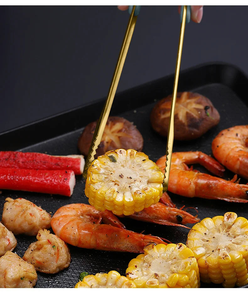 Gold Stainless Steel Food Tongs Non-Slip Serving Tongs