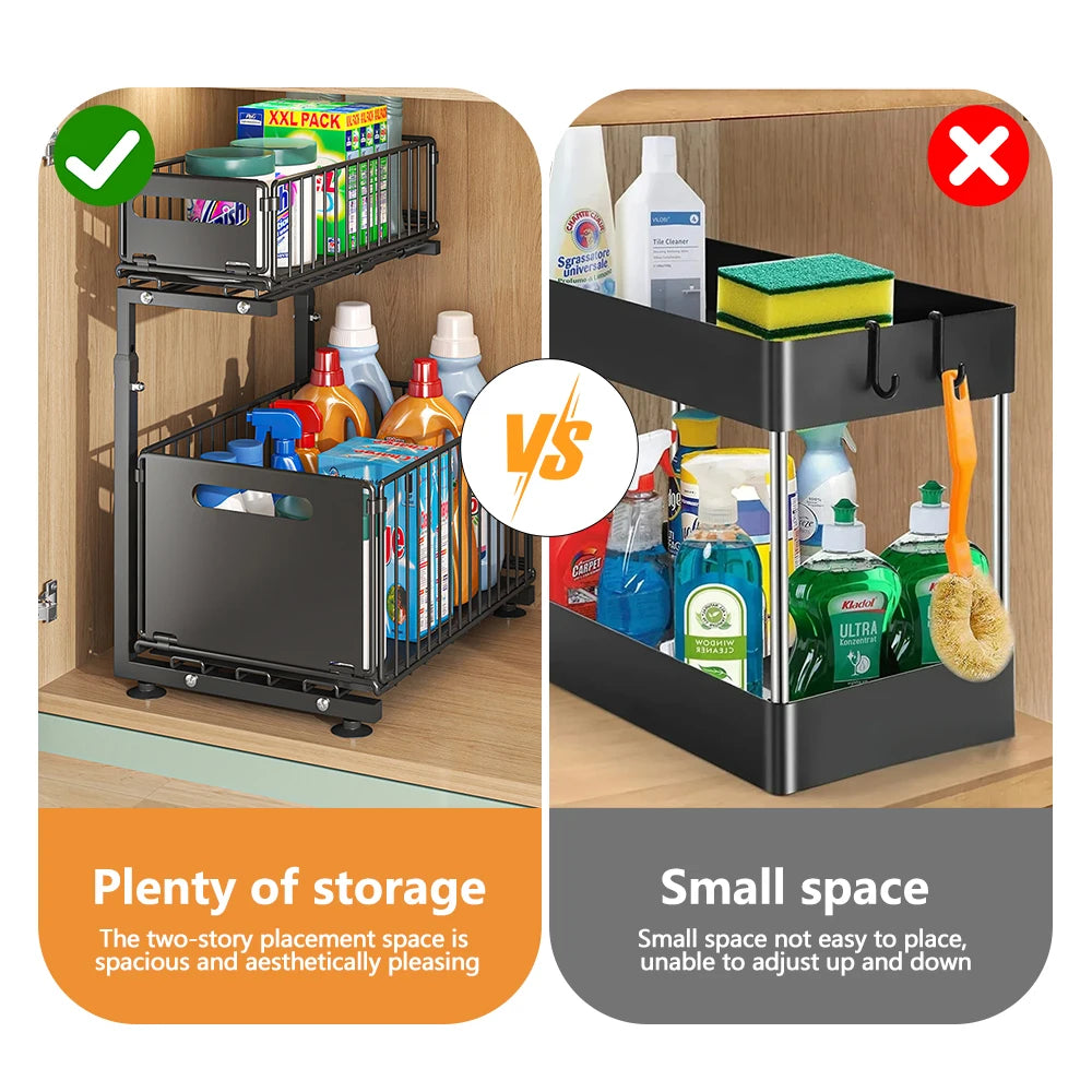 Tier Pull Out Cabinet Organizer Adjustable Storage Rack