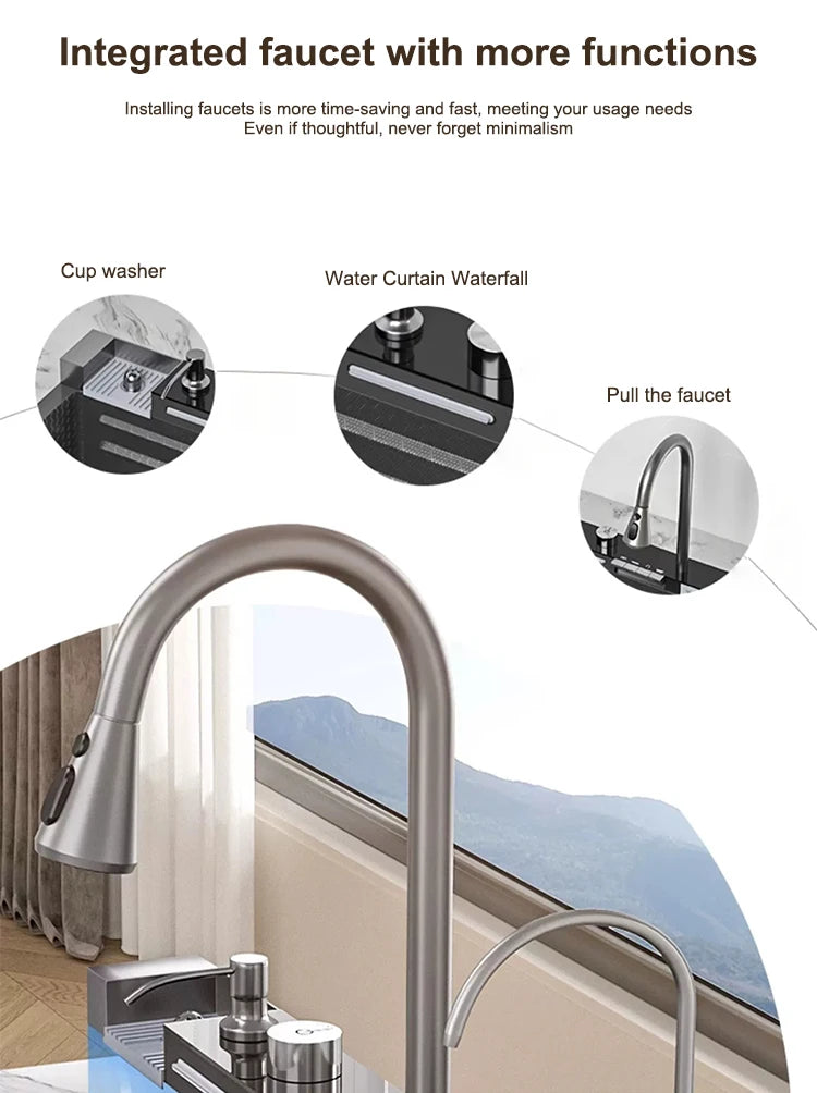Sinks Stainless Steel Waterfall Sink Includes 120 50