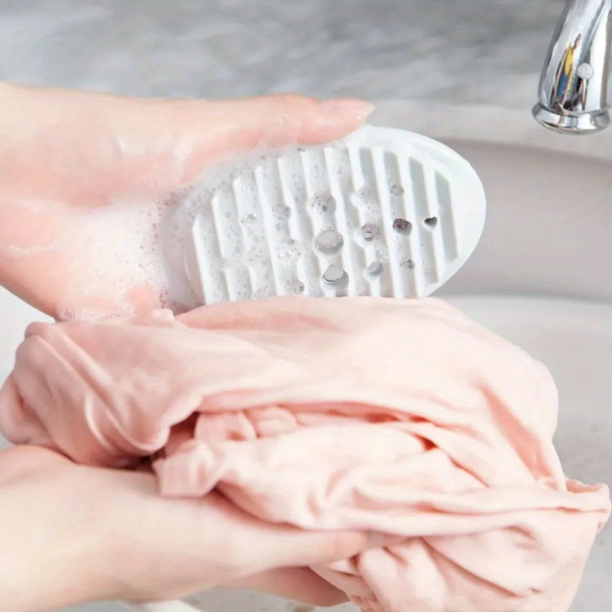 Oval Silicone Soap Dish Self Draining Bathroom Storage