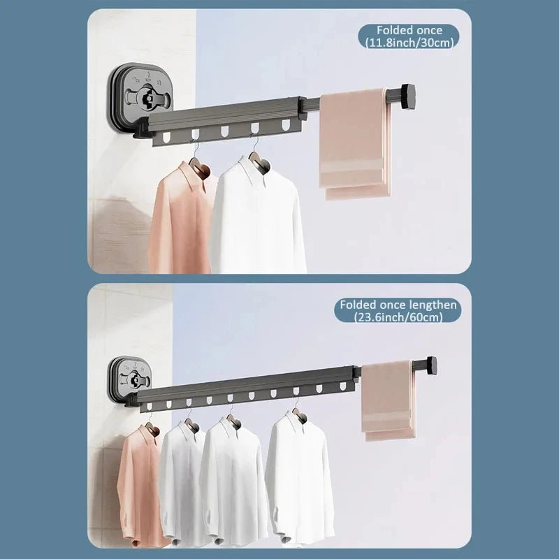 Foldable Clothes Drying Rack Non-Porous Suction Cup Stainless