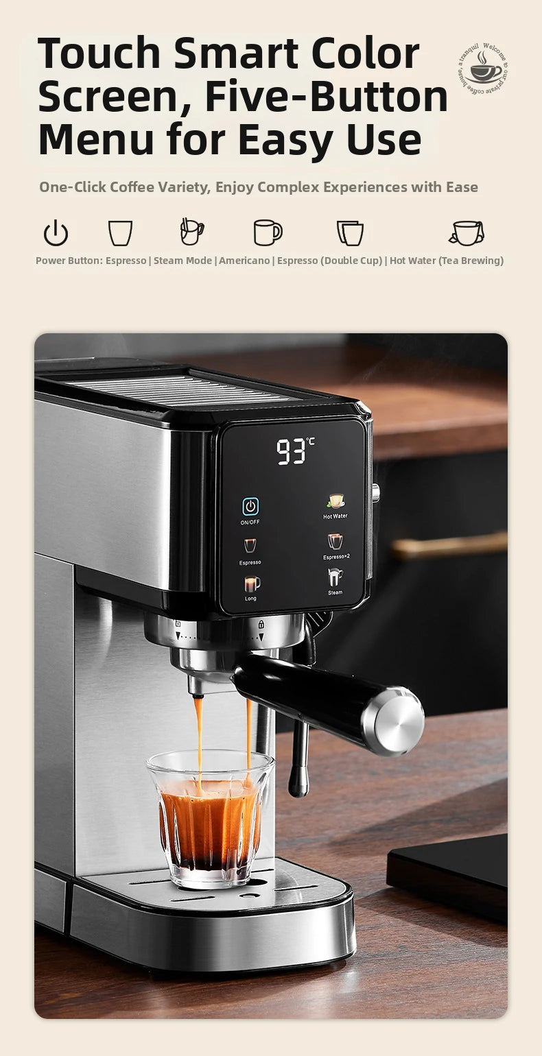 20bar Touch Screen Espresso Machine Stainless Steel Coffee