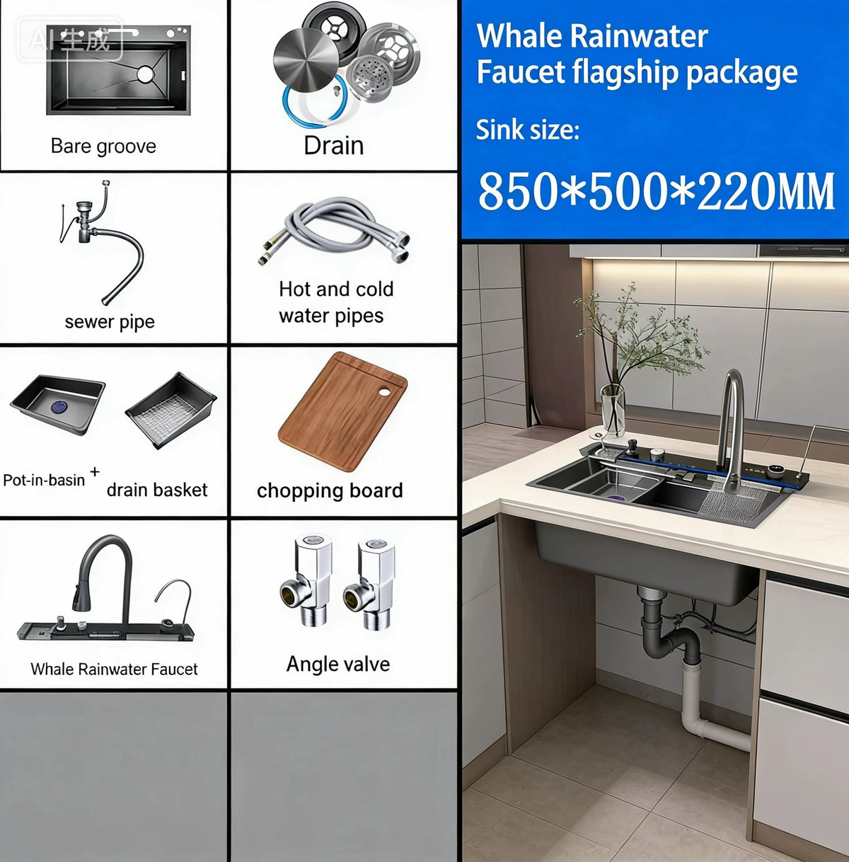 Integrated Waterfall Sink Honeycomb Technology Large Digitial