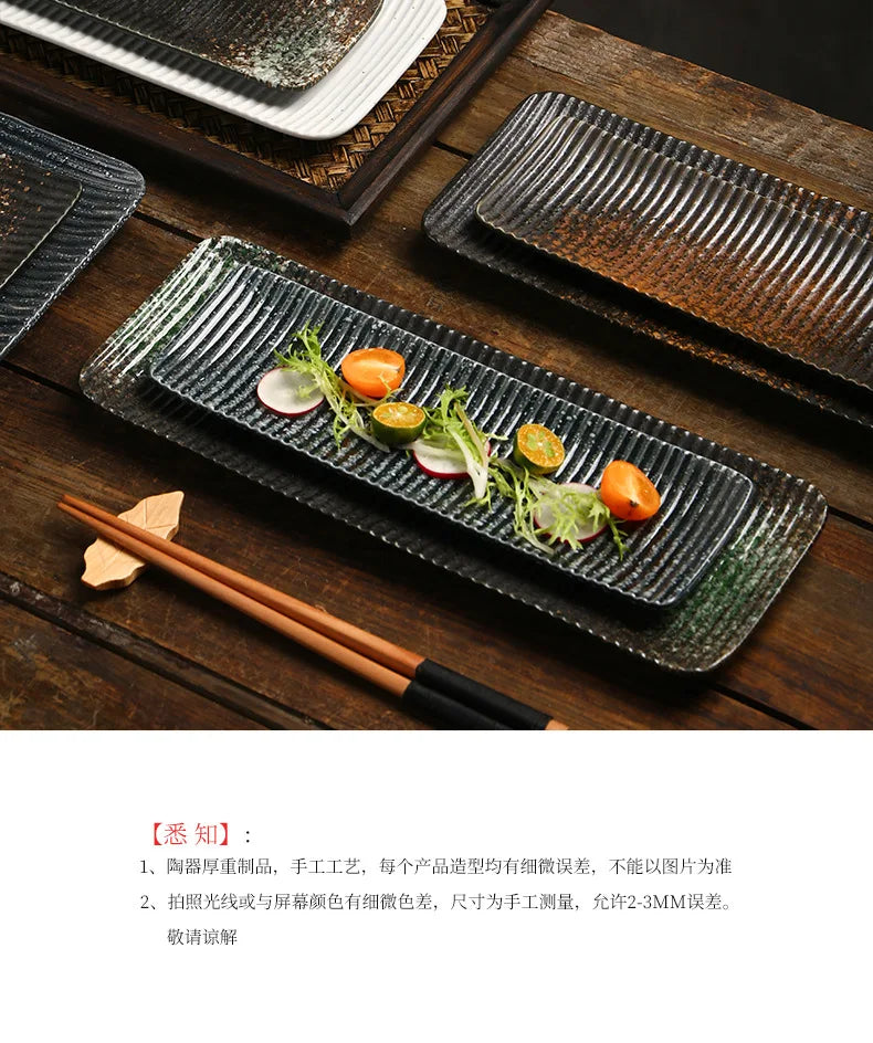 Japanese-Style Rectangular Plate Creative Ceramic Dish Sushi