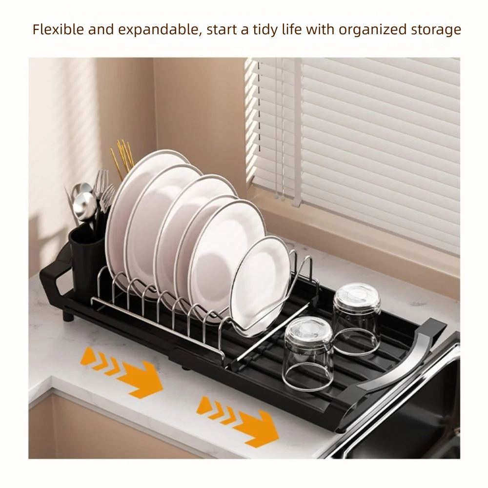 Extendable Dish Drying Rack Large Capacity Space Saving