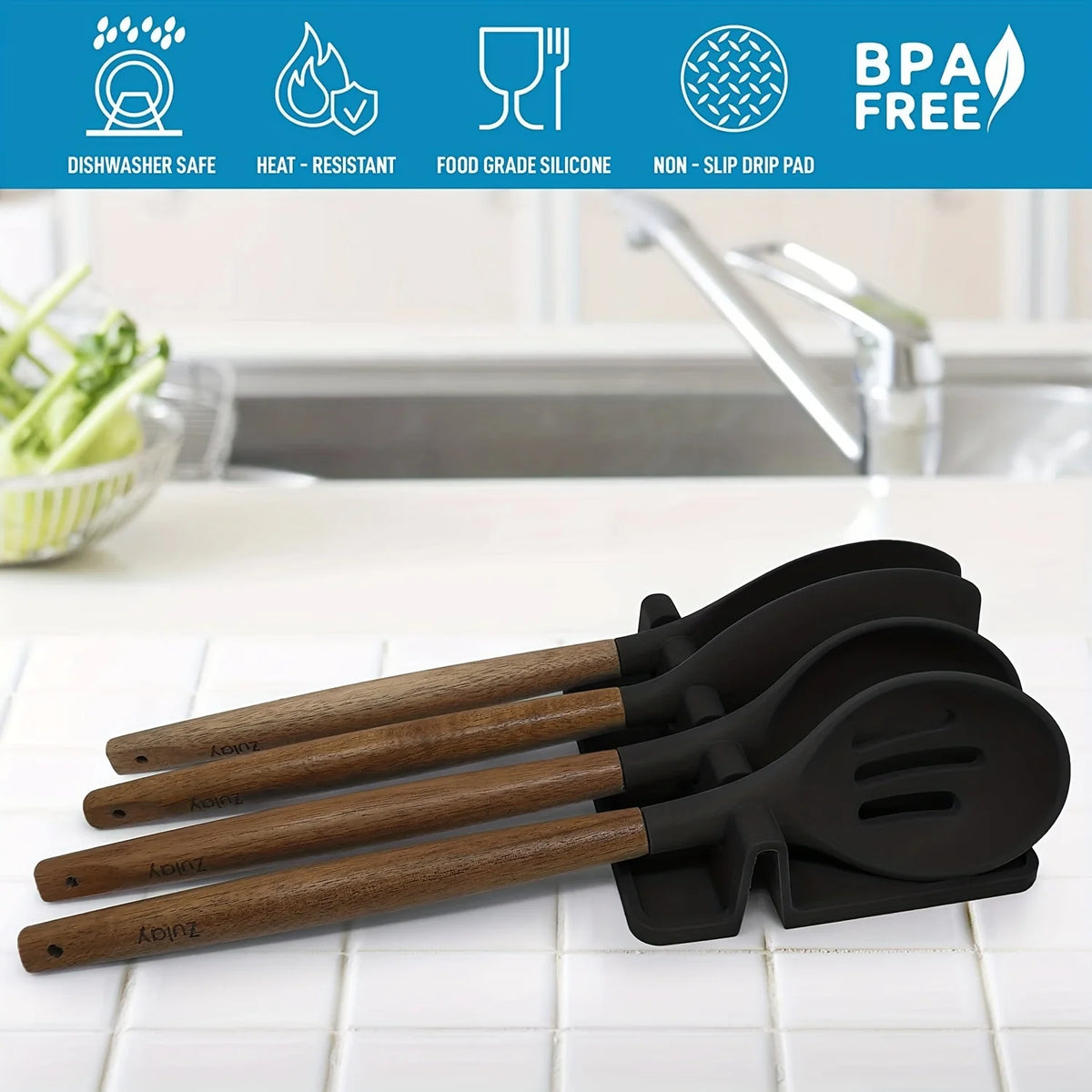 Silicone Kitchenware Rack Tableware Drying Mat Spoon Chopsticks