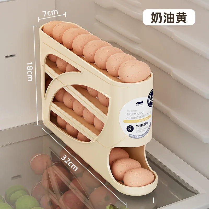 Automatic Rolling Tier Egg Holder Dispenser Refrigerator Egg