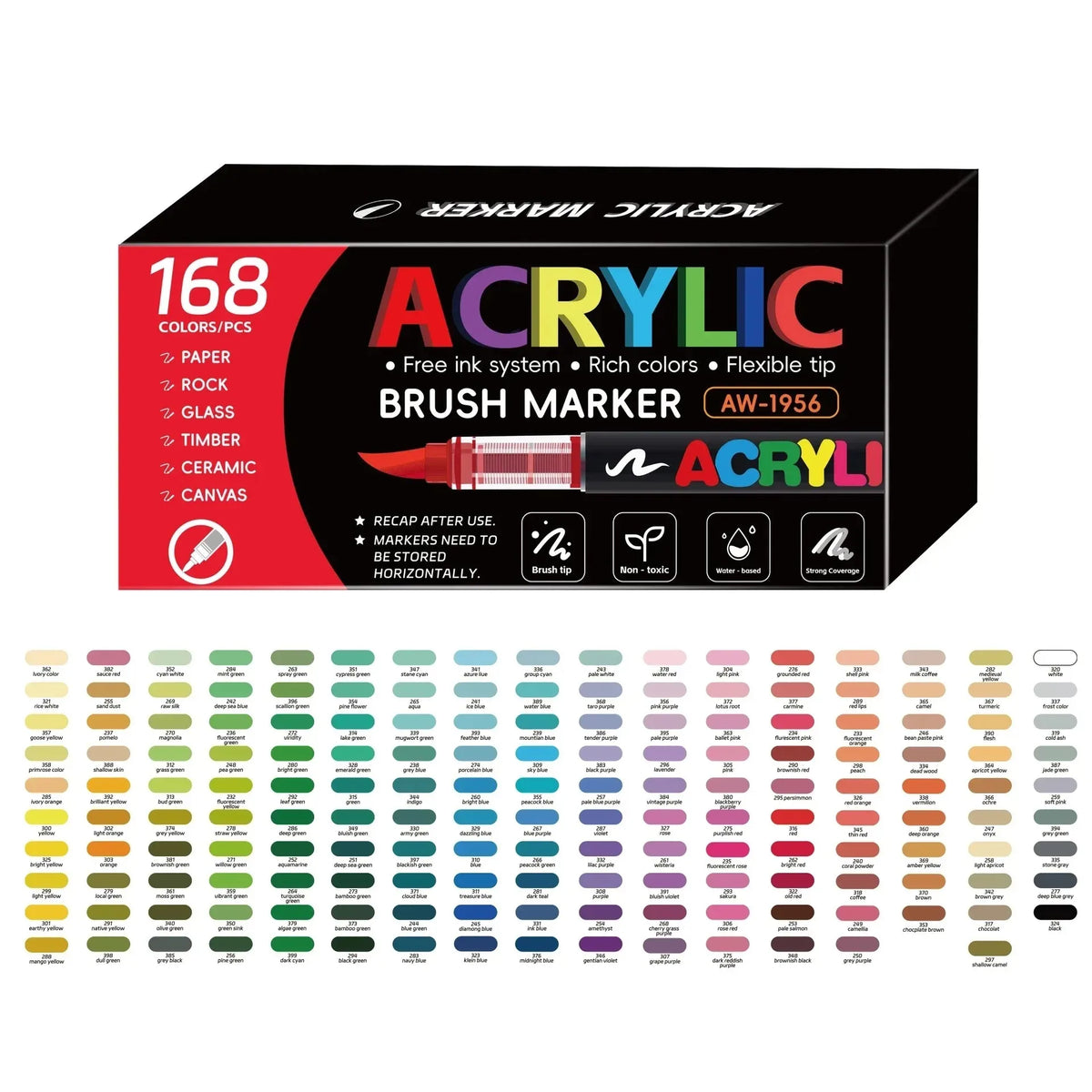 12-408 Colors Acrylic Paint Markers Flexible Brush Acrylic