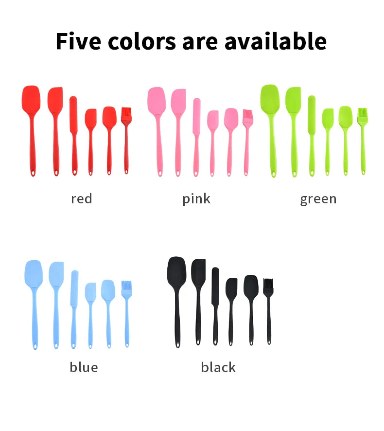 Silicone Kitchenware 6-Piece Cream Scraper Spatula Oil Brush