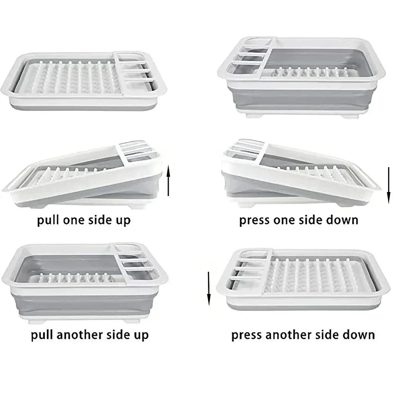 Foldable Dish Rack Storage Water Leakage Tableware Bowl