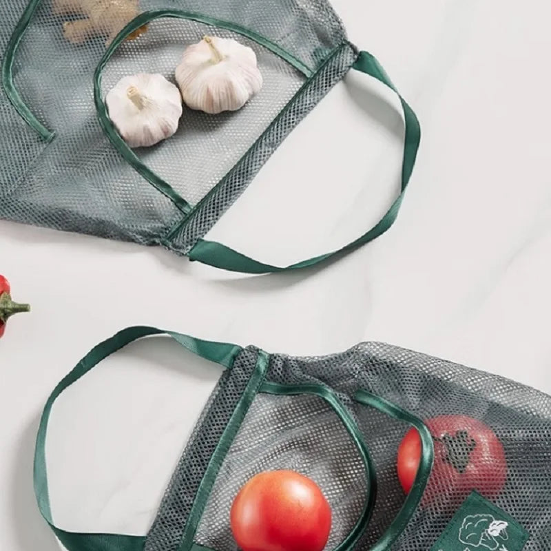 Hanging Breathable Mesh Produce Storage Bag Handheld Vegetable