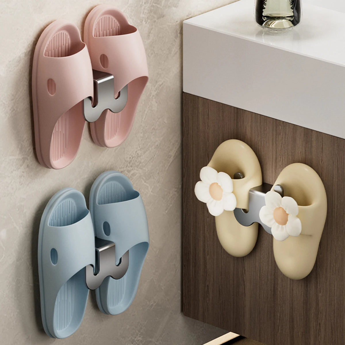 Slippers Rack No Punching Bathroom Simple Slipper Hook