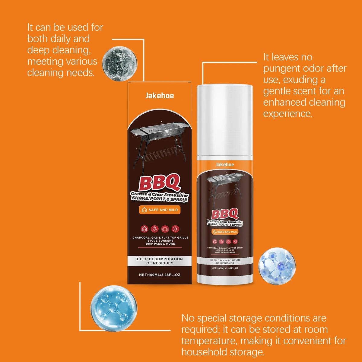 Jakehoe Heavy Duty Grill Cleaner Spray Powerful Degreaser