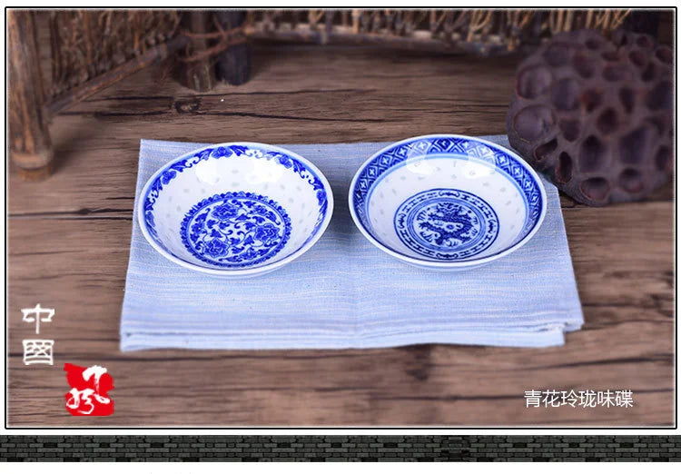 3pcs Inch Blue White Porcelain Flavor Dish Chinese