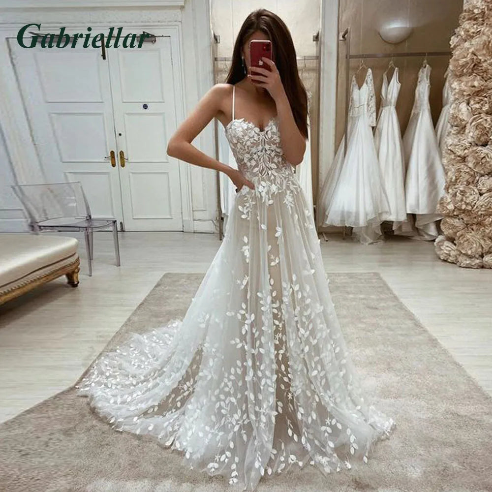 Gabriellar Attractive Wedding Dresses V-Neckline Sleeveless